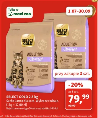 Sucha karma dla kota SELECT GOLD Sterilised Geflügel mit Reis promocja w MAXI ZOO