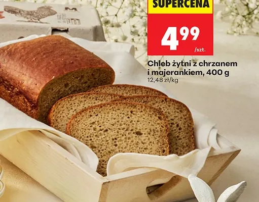 Chleb żytni z chrzanem i majerankiem promocja w Biedronka