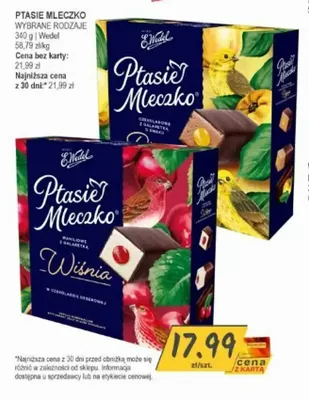 Ptasie Mleczko czekoladowe z galaretką E.Wedel promocja w Słoneczko