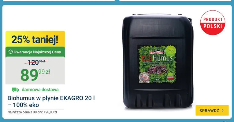 Biohumus w płynie EKAGRO 20l - 100% eko promocja w ERLI