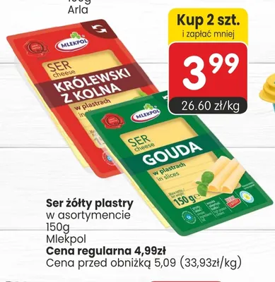 Ser Królewski z Kolna w plastrach Mlekpol promocja w Market Point