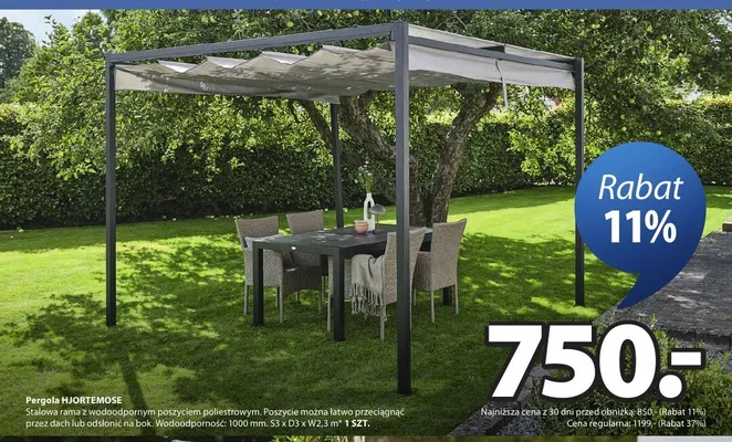 Pergola HJORTEMOSE S3xD3xW2,3m promocja w Jysk