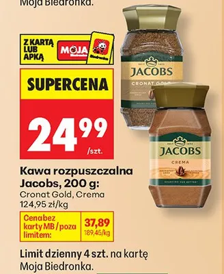 Kawa rozpuszczalna Jacobs Crema promocja w Biedronka