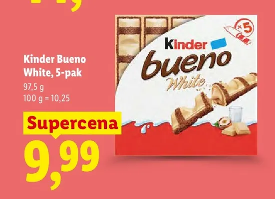 Baton Kinder Bueno White 5-pak promocja w Lidl