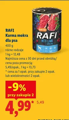 Karma mokra dla psa Rafi promocja w Lidl
