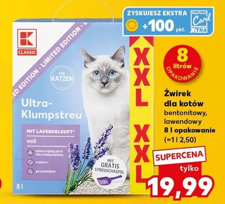 Żwirek dla kotów bentonitowy lawendowy K-Classic promocja w Kaufland