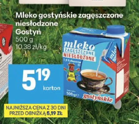 Mleko gostyńskie zagęszczone niesłodzone Gostyń promocja w Delikatesy Centrum