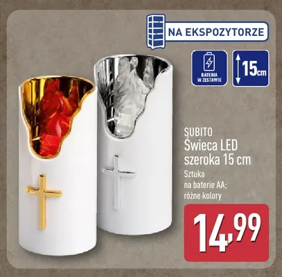 Świeca LED szeroka 15 cm Subito promocja w Aldi
