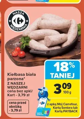 Kiełbasa biała parzona Z Naszej Wędzarni promocja w Carrefour