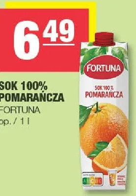 Sok 100% pomarańcza Fortuna promocja w SPAR