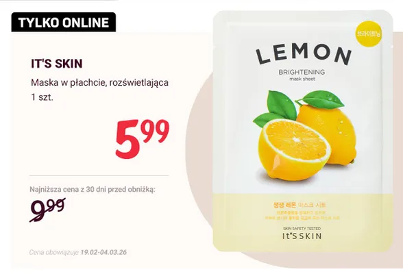 Maska w płachcie, rozświetlająca promocja w Rossmann