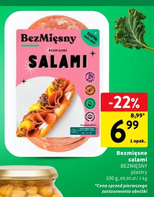 Bezmięsne salami BezMięsny plastry promocja w Intermarche