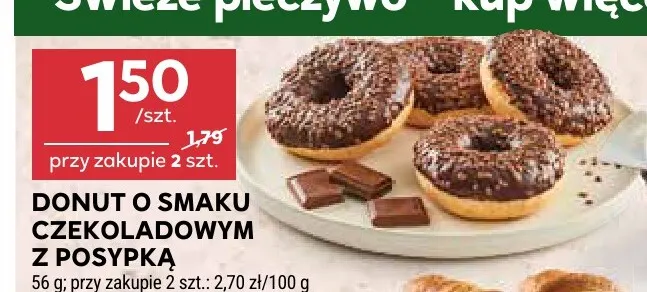 Donut o smaku czekoladowym z posypką promocja w Stokrotka
