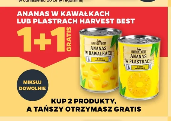 Ananas w puszce w plastrach Harvest Best promocja w Netto