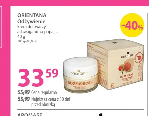 Odżywienie krem do twarzy ashwagandha-papaja Orientana promocja w Hebe