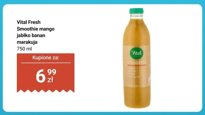 Smoothie mango jabłko banan marakuja Vital Fresh promocja w Biedronka
