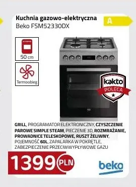 Kuchnia gazowo-elektryczna Beko FSM52330DX promocja w kakto.pl