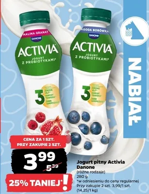 Jogurt pitny Activia Danone promocja w Netto