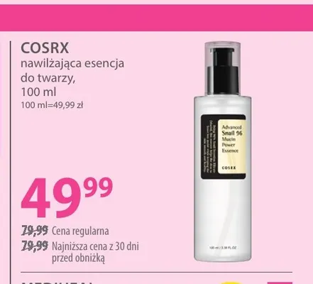 Nawilżająca esencja do twarzy COSRX promocja w Hebe