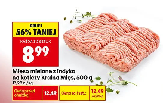 Mięso mielone z indyka na kotlety 500 g promocja w Biedronka