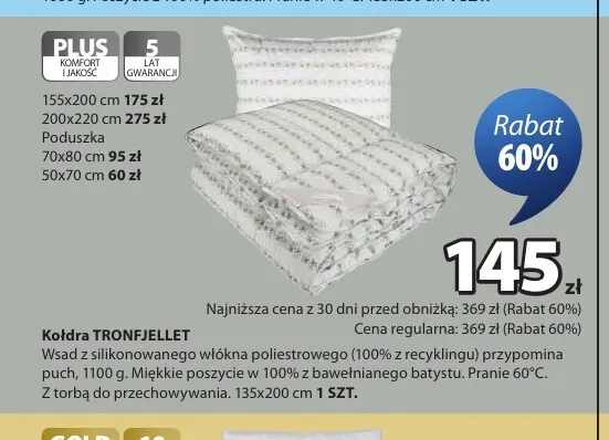 Kołdra Tronfjellet 200x220 cm promocja w Jysk