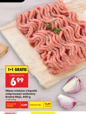 Mięso mielone z łopatki wieprzowej i wołowiny Kraina Mięs promocja w Biedronka