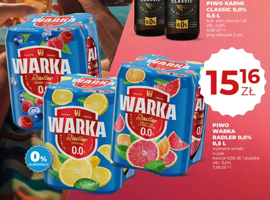Piwo bezalkoholowe Warka Radler Owoce Leśne 4-pak promocja w Duży Ben