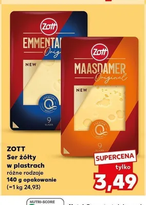 Ser żółty w plastrach Emmental Zott promocja w Kaufland