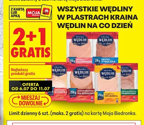 Wędliny w plastrach Kraina Wędlin Na Co Dzień promocja w Biedronka