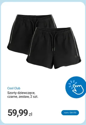 Szorty dziewczęce Cool Club czarne 2-pak promocja w Smyk