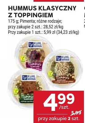 Hummus klasyczny z toppingiem Pimenta promocja w Stokrotka