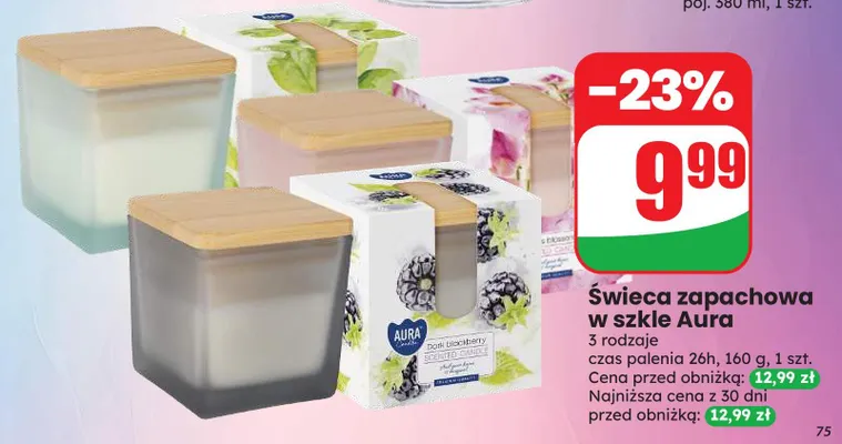 Świeca zapachowa w szkle Aura promocja w Dino