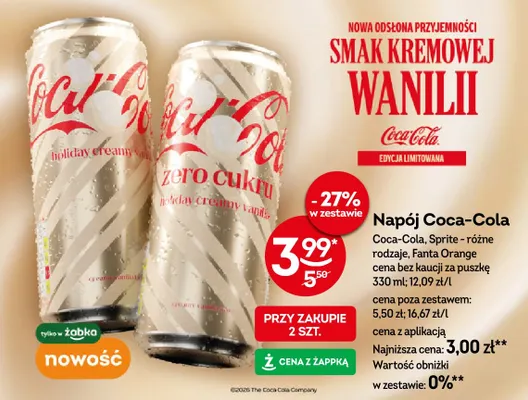 Napój gazowany Coca-Cola Holiday Creamy Vanilla promocja w Żabka