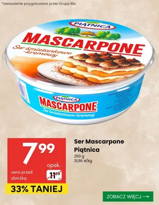 Ser Mascarpone śmietankowo-kremowy Piątnica promocja w Delikatesy Centrum