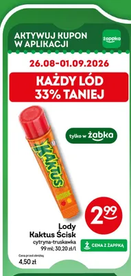 Lody Kaktus Ścisk cytryna-truskawka promocja w Żabka