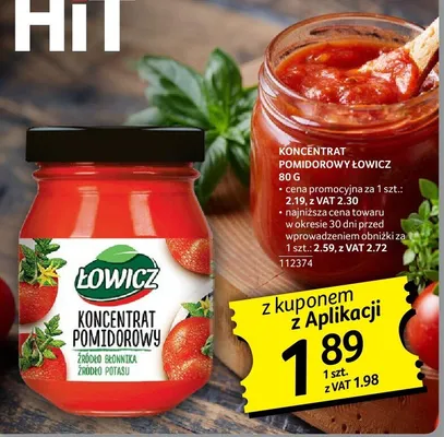 Koncentrat pomidorowy łowicz 80 g promocja w Selgros