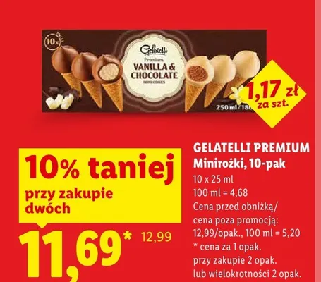 Lody Premium Minirożki Gelatelli 10-pak promocja w Lidl