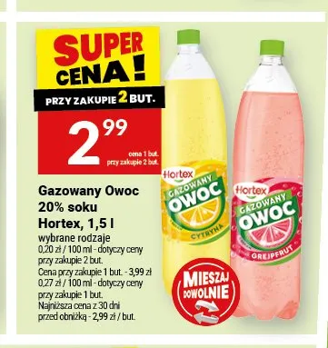 Napój gazowany Hortex Gazowany Owoc Cytryna promocja w Twój Market