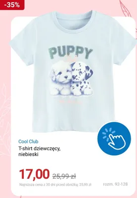 T-shirt dziewczęcy Cool Club niebieski promocja w Smyk