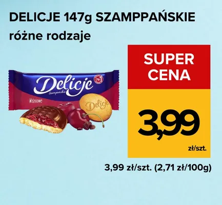 Ciastka Delicje Szampańskie Wiśniowe promocja w Supeco