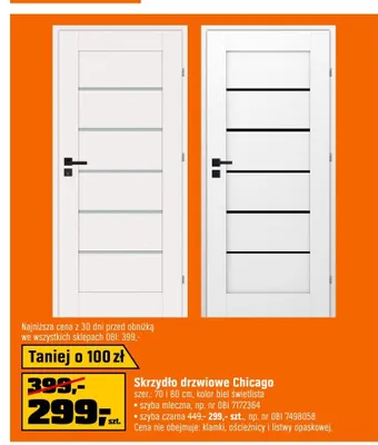 Skrzydło drzwiowe Chicago szyba mleczna promocja w OBI