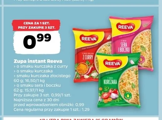 Zupa instant Reeva o smaku sera i boczku promocja w Netto