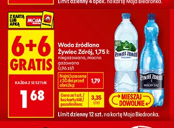 Woda źródlana gazowana mocno Żywiec Zdrój promocja w Biedronka