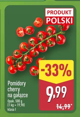 Pomidory cherry na gałązce promocja w Aldi