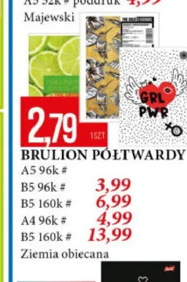 Brulion półtwardy B5 96-kartkowy promocja w Leclerc