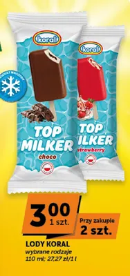 Lody Koral Top Milker choco promocja w Groszek