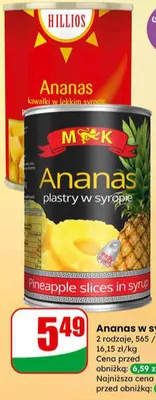 Ananas plastry w syropie promocja w Dino