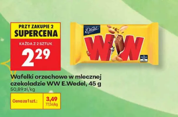 Wafelki orzechowe w mlecznej czekoladzie WW E.Wedel promocja w Biedronka