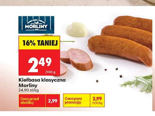 Kiełbasa podwawelska z szynki Morliny promocja w Biedronka