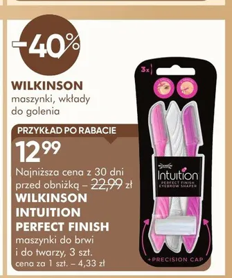 Maszynki do brwi i do twarzy Wilkinson Intuition Perfect Finish promocja w Super-Pharm